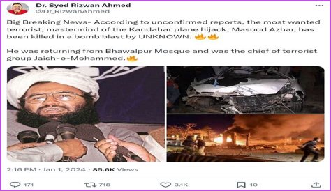 Masood Azhar Death News And Obituary: Killed By Unknown Man